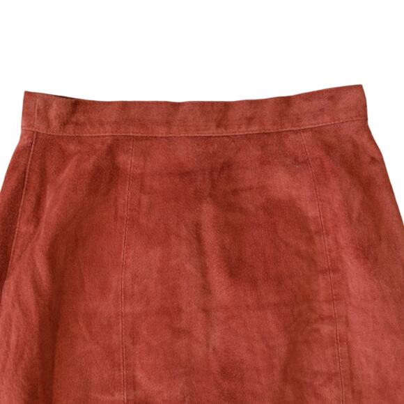 Vintage Burnt Orange Suede Leather Skirt by Express, Size Small - Picture 2 of 8